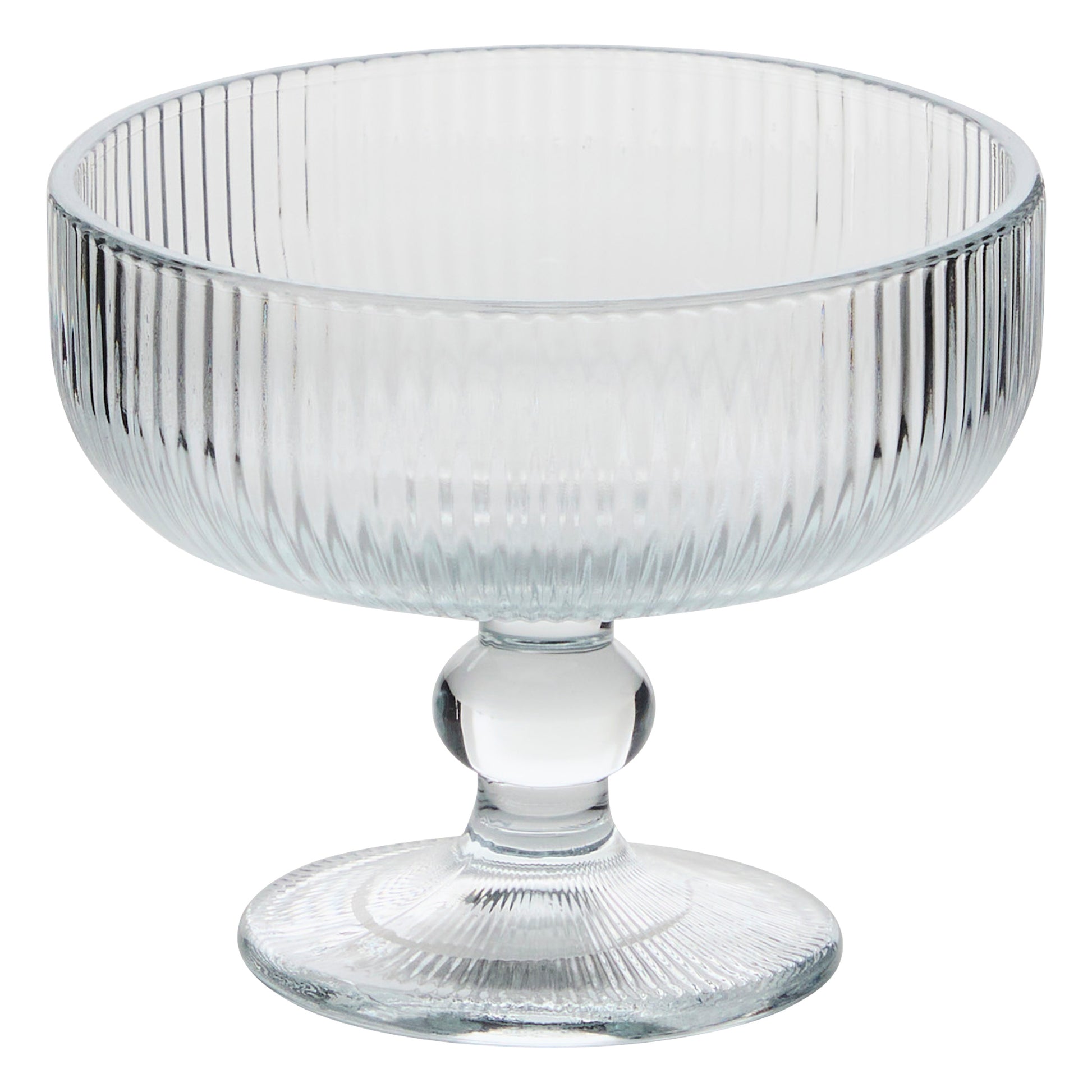 Ice Cream Bowl Ema 34 cl Clear - Ribbed Glass Pedestal Dessert Bowl