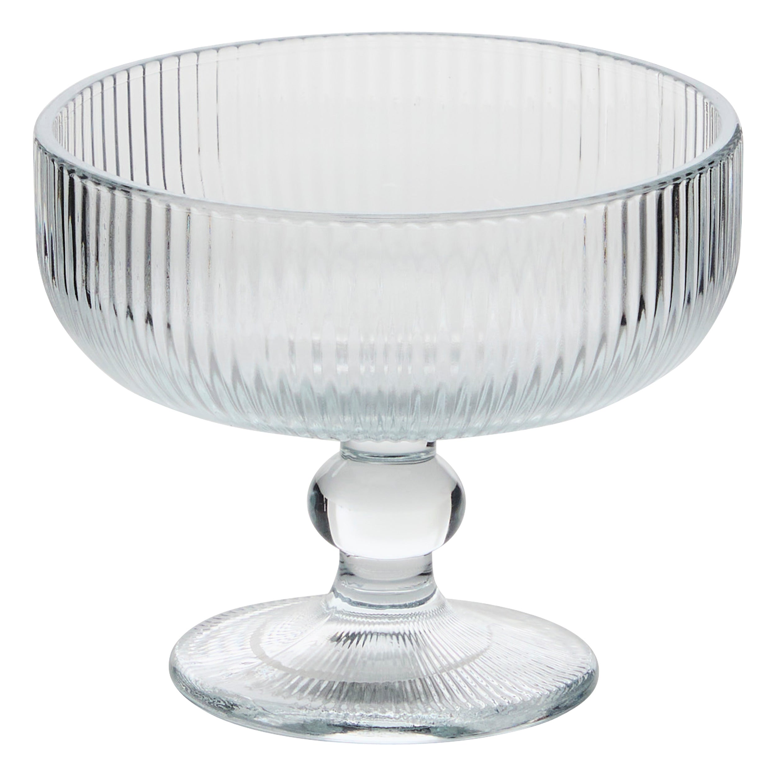 Ice Cream Bowl Ema 34 cl Clear - Ribbed Glass Pedestal Dessert Bowl