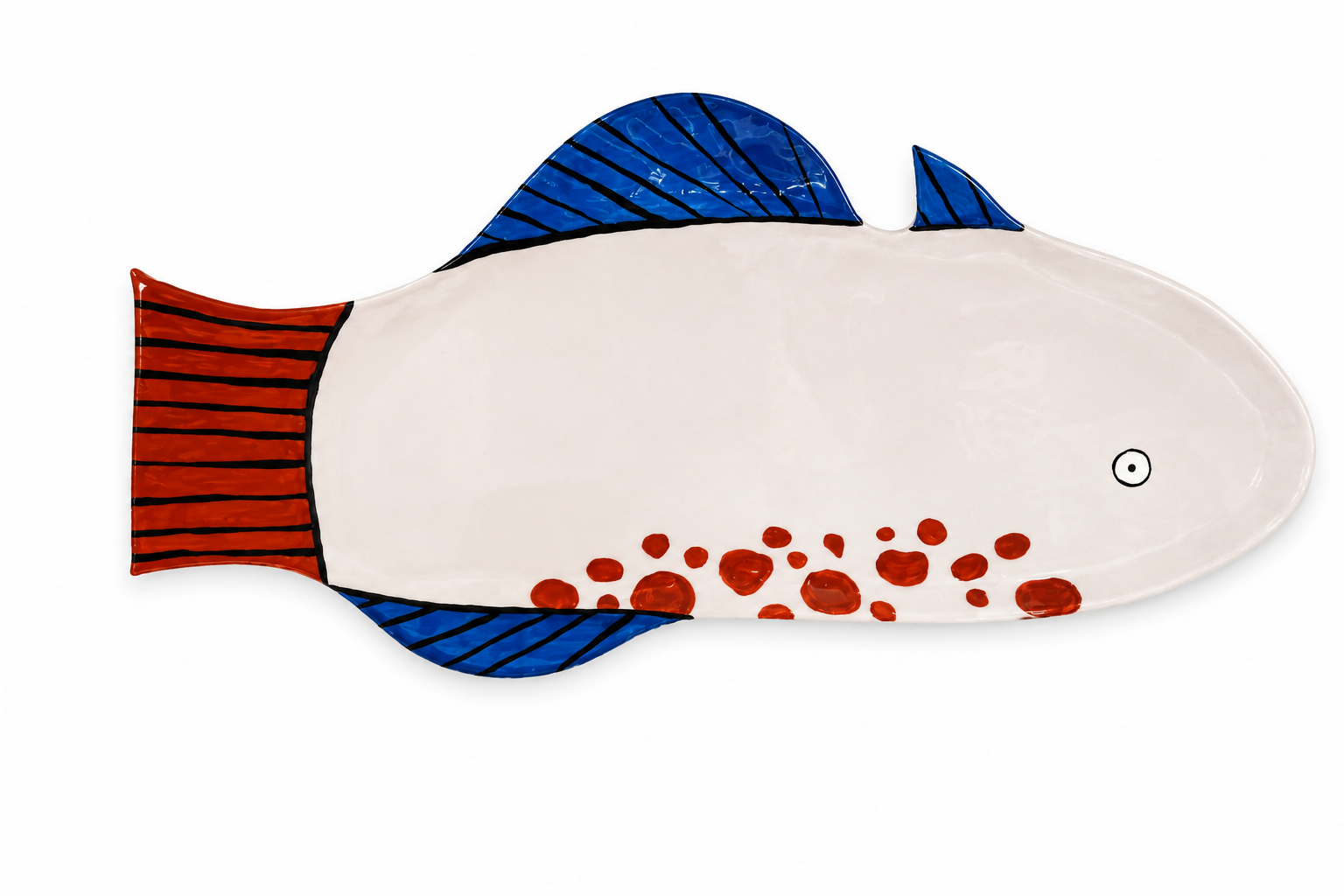 Handmade Ceramic Fish Serving Plate – 48 × 21 cm