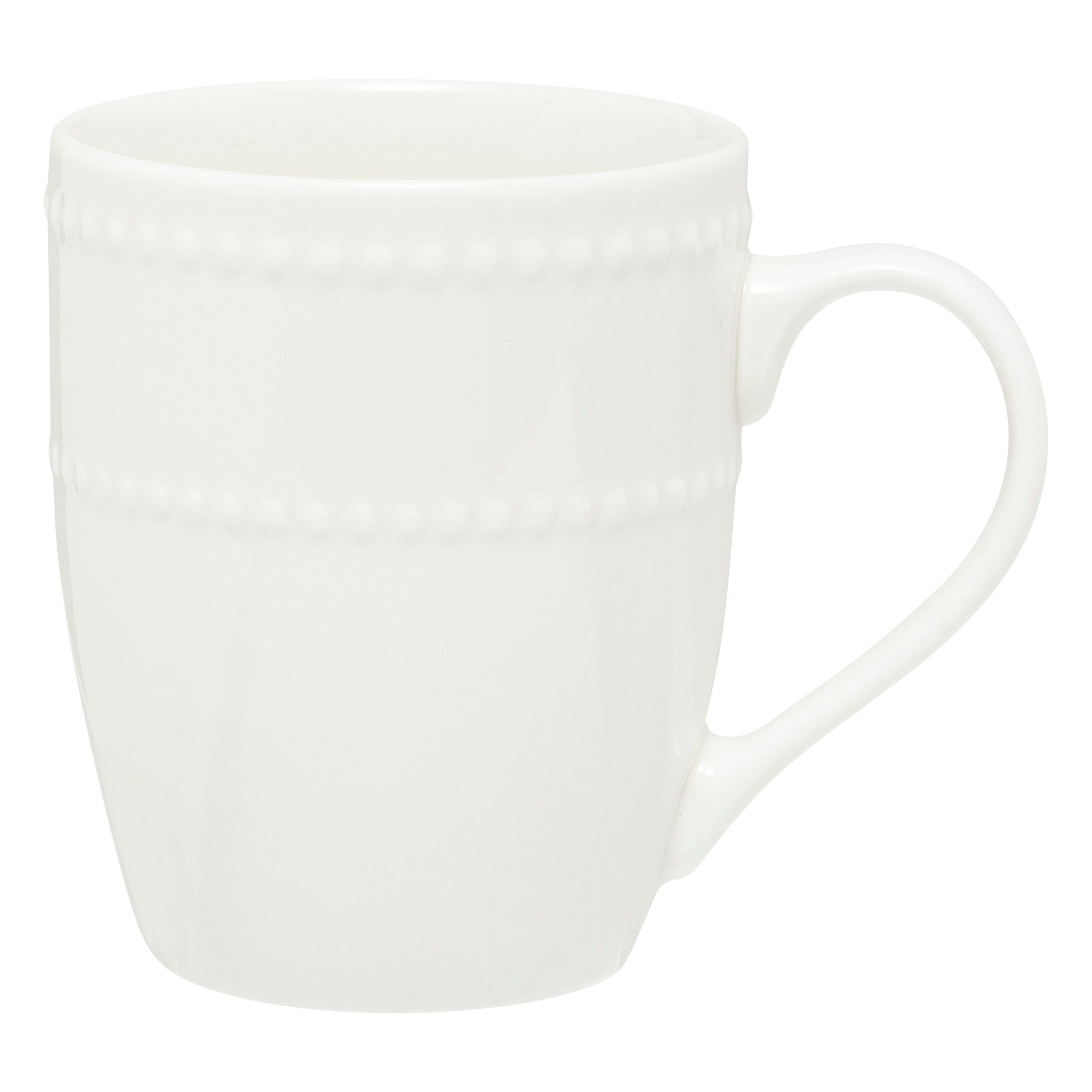 Pearl Mug 35 cl White Porcelain - Beaded Detail Ceramic Cup