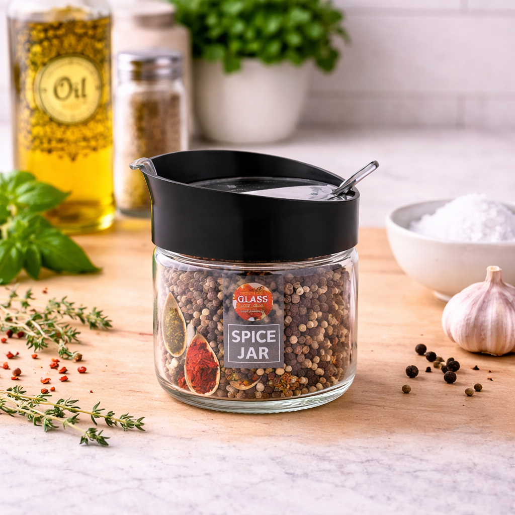 Glass Spice Jar with Spoon