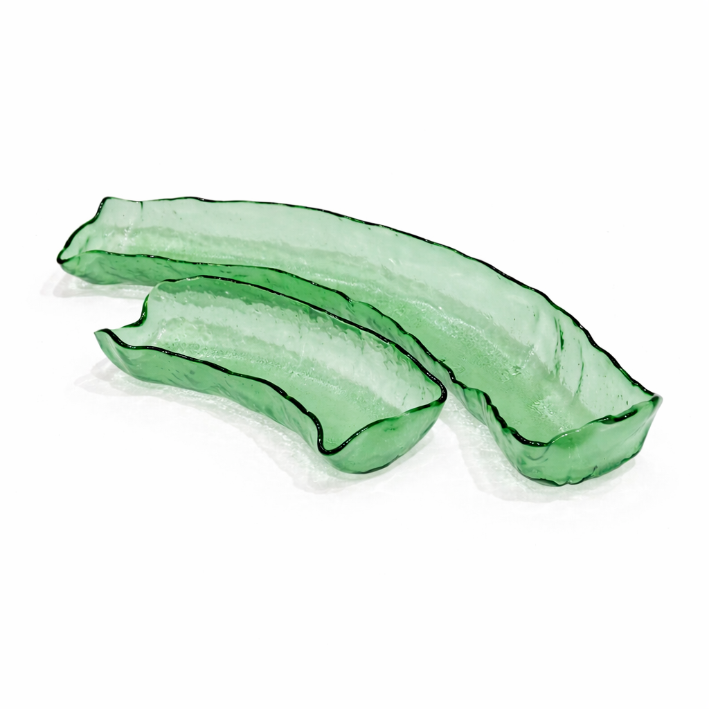 Handmade Curve Serving Bowl Green, Available in 25x11 & 55x11 cm