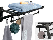 Foldable Double Towel Rack with Hooks