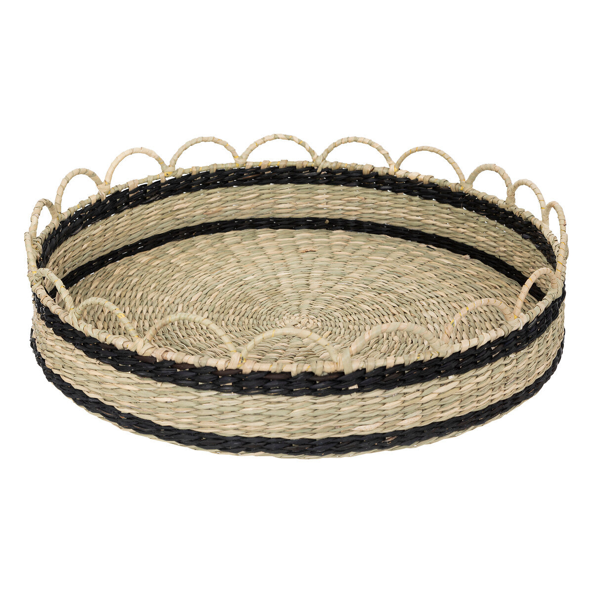Decorative Tray Jada - Straw, Natural/Black, 35cm