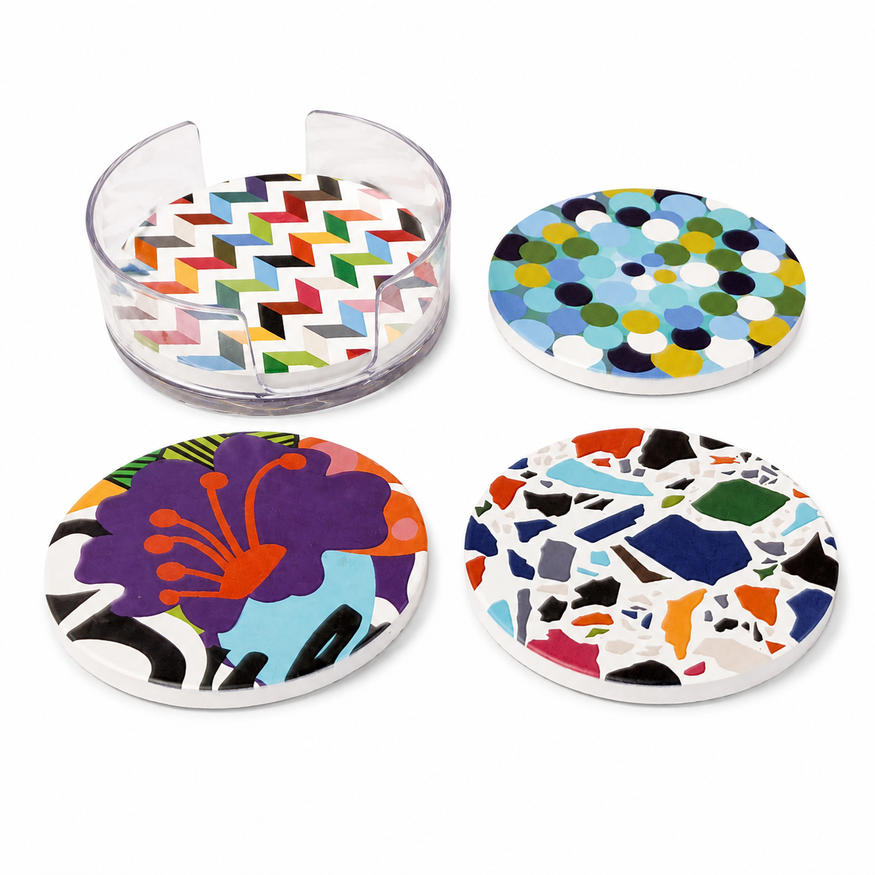 Set of 4 Round Coasters “Art” – 10 cm