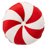 Round Candy Cushion - Red & White Peppermint Pillow 40cm