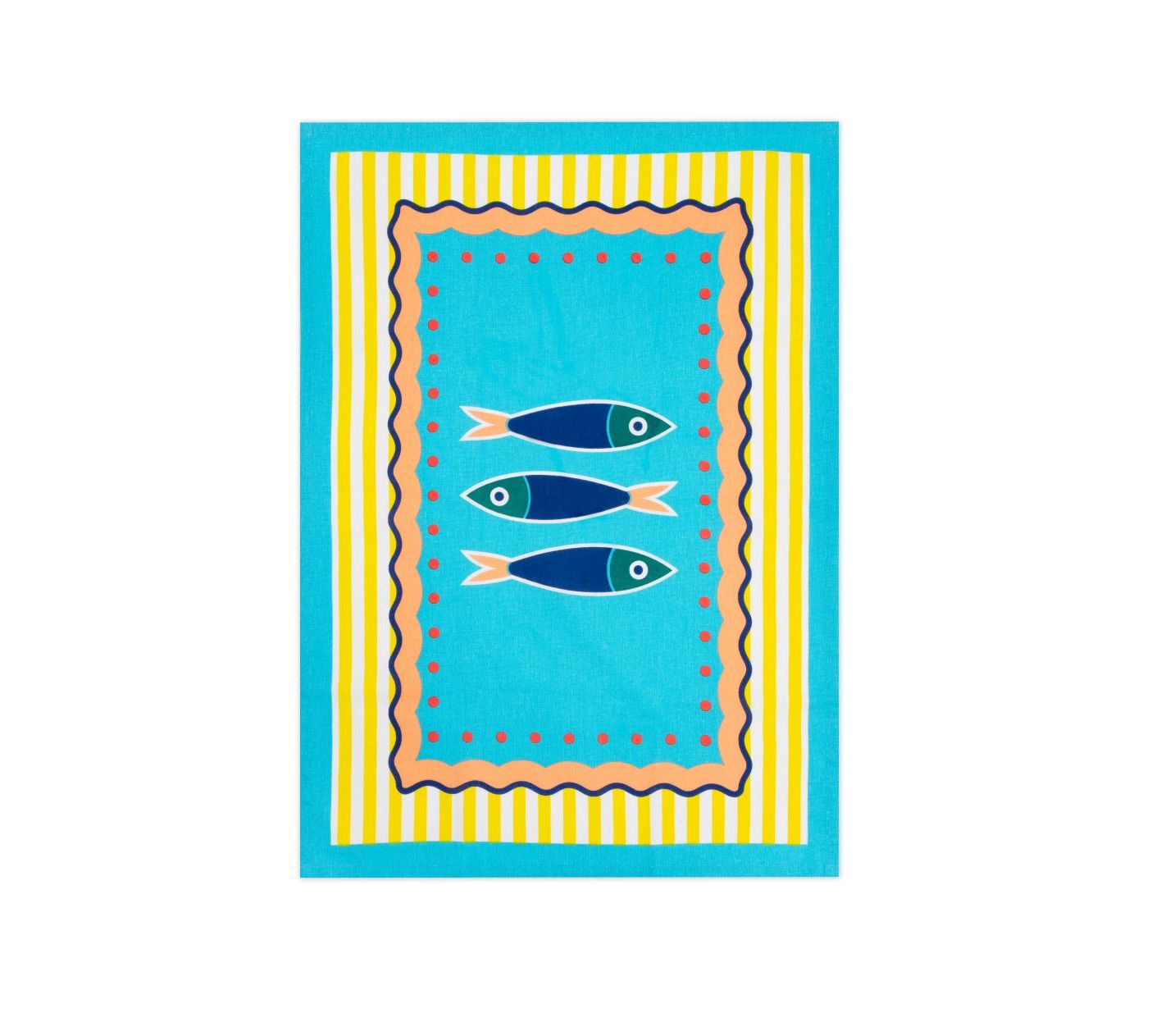 Corfu 100% Cotton Dish Cloth with Multicolored Greek-Inspired Print