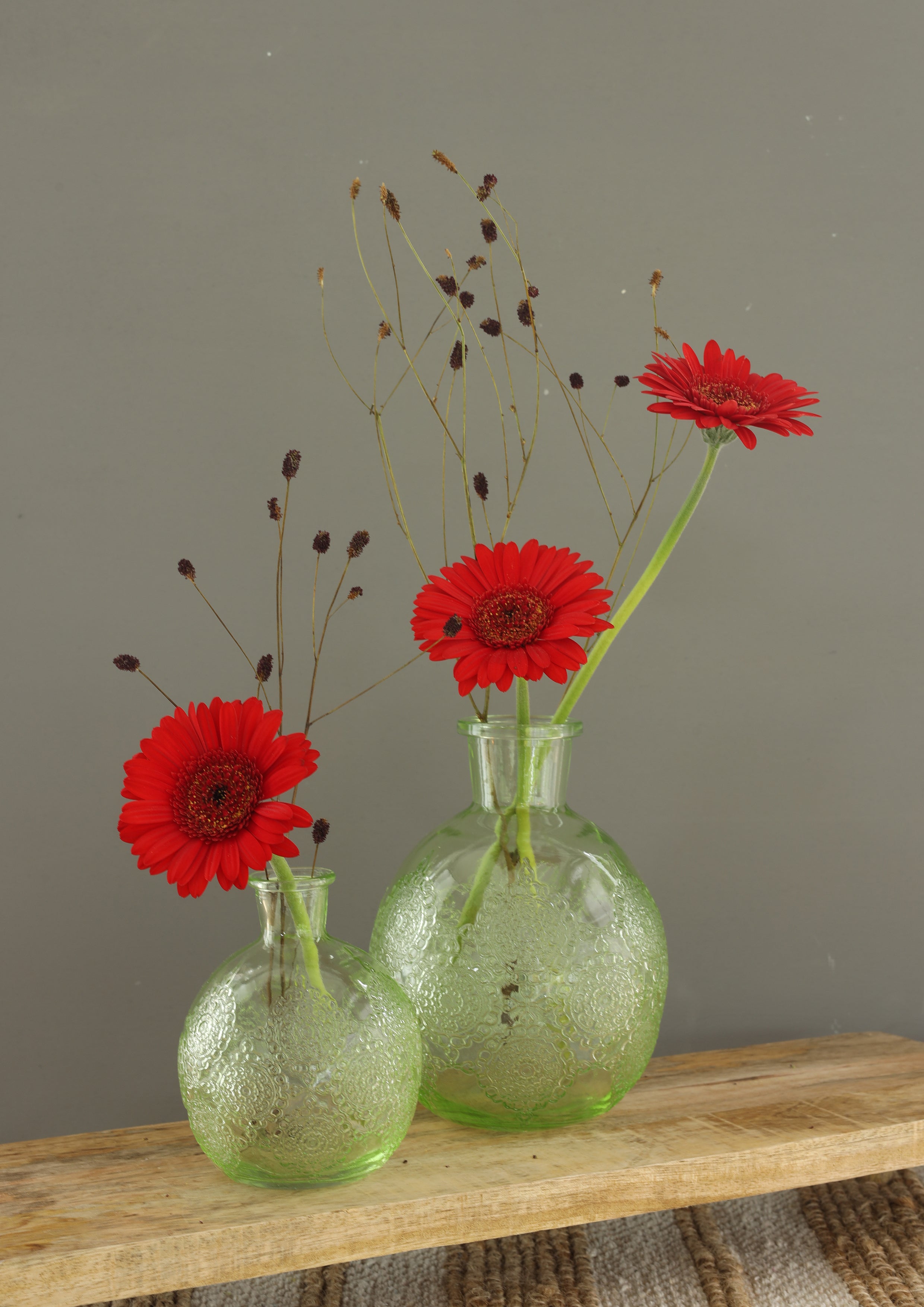 Bologna Bottle Soft Green Vase - Elegant Glass Decor