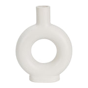 Elegant Oval Ceramic Vase - White, 18 cm