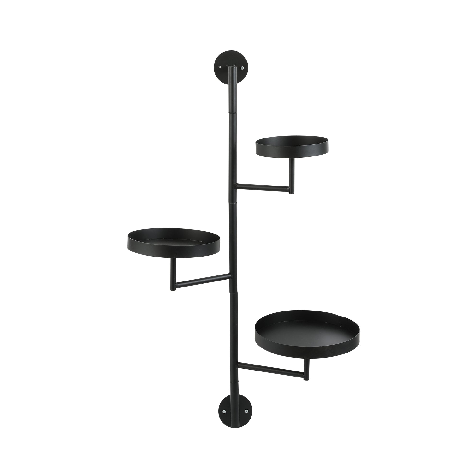 Perry Wall Rack - Round Top Black Metal Shelf, 30x23x80cm