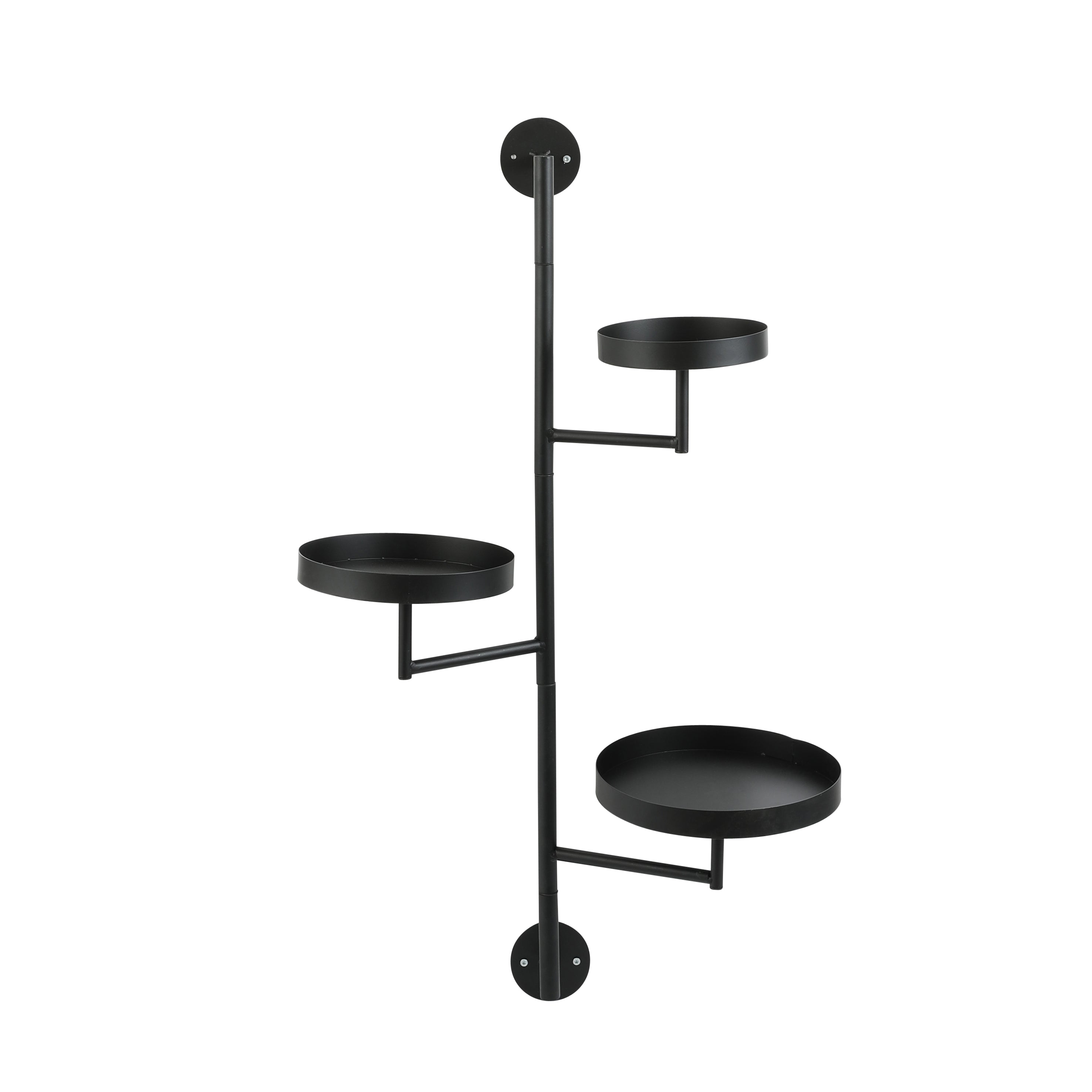 Perry Wall Rack - Round Top Black Metal Shelf, 30x23x80cm
