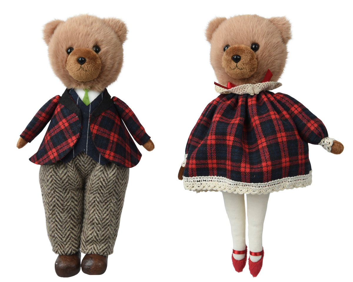 Bear polyester with checked jacket with checked dress - Red checked