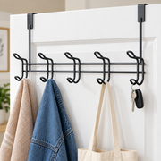 Metal Hanger with 10-Hook Rack – Black – 45 × 28 cm