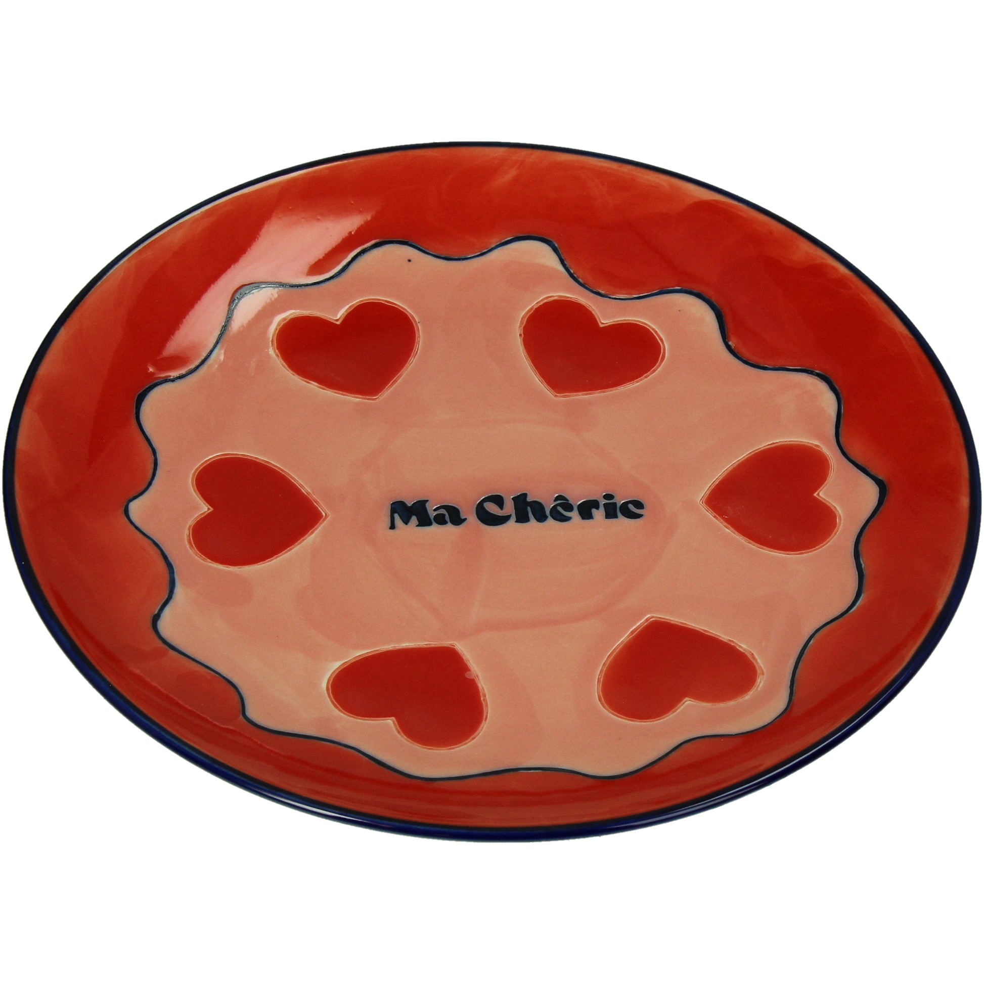 Hearts Stoneware Decorative Plate 20 x 20 cm Red Pink