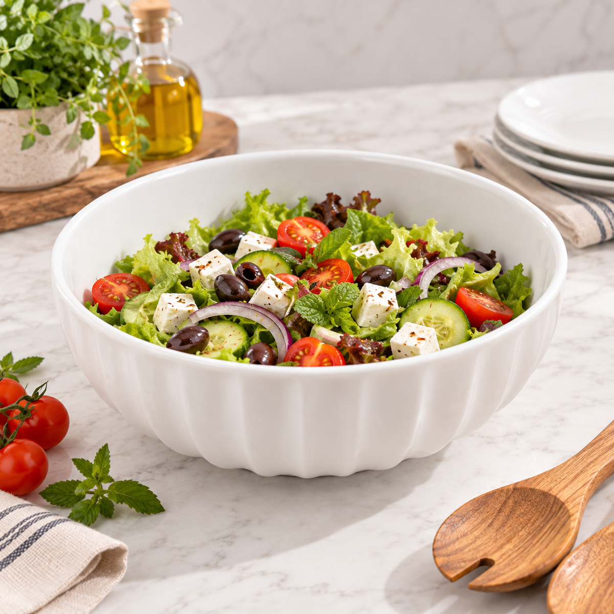 Porcelain Round Bowl – 30 cm White