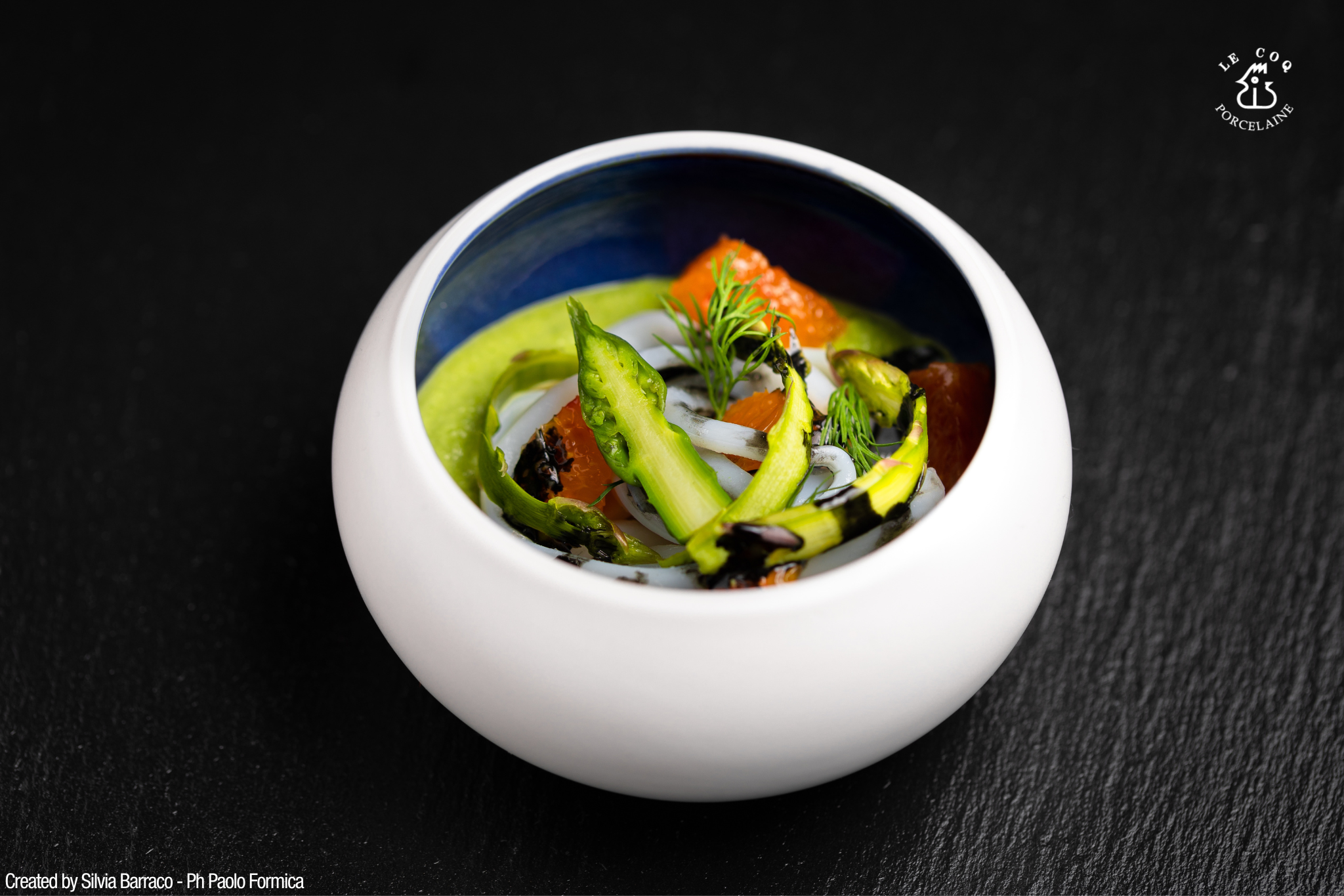 Magnetic Matte Blue & White Gourmet Bowl Porcelain Tableware
