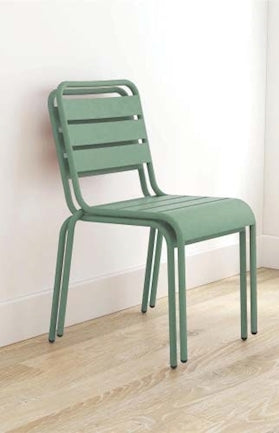 Steel Dining Chair Stackable Outdoor Indoor Seating, Blue Green Red