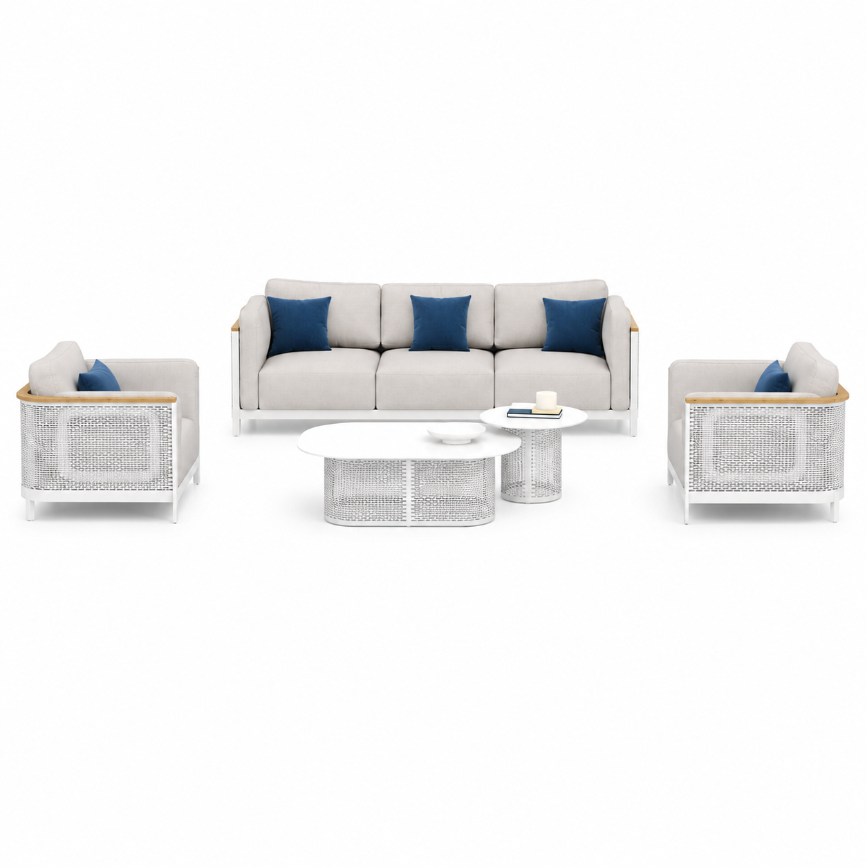 LUXURY OUTDOOR SET 3+1+1 WITH 2 TABLES