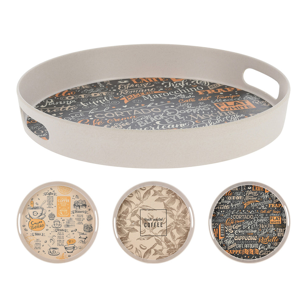 Serving Tray Bamboo Melamine - Grey, Beige, Patterned