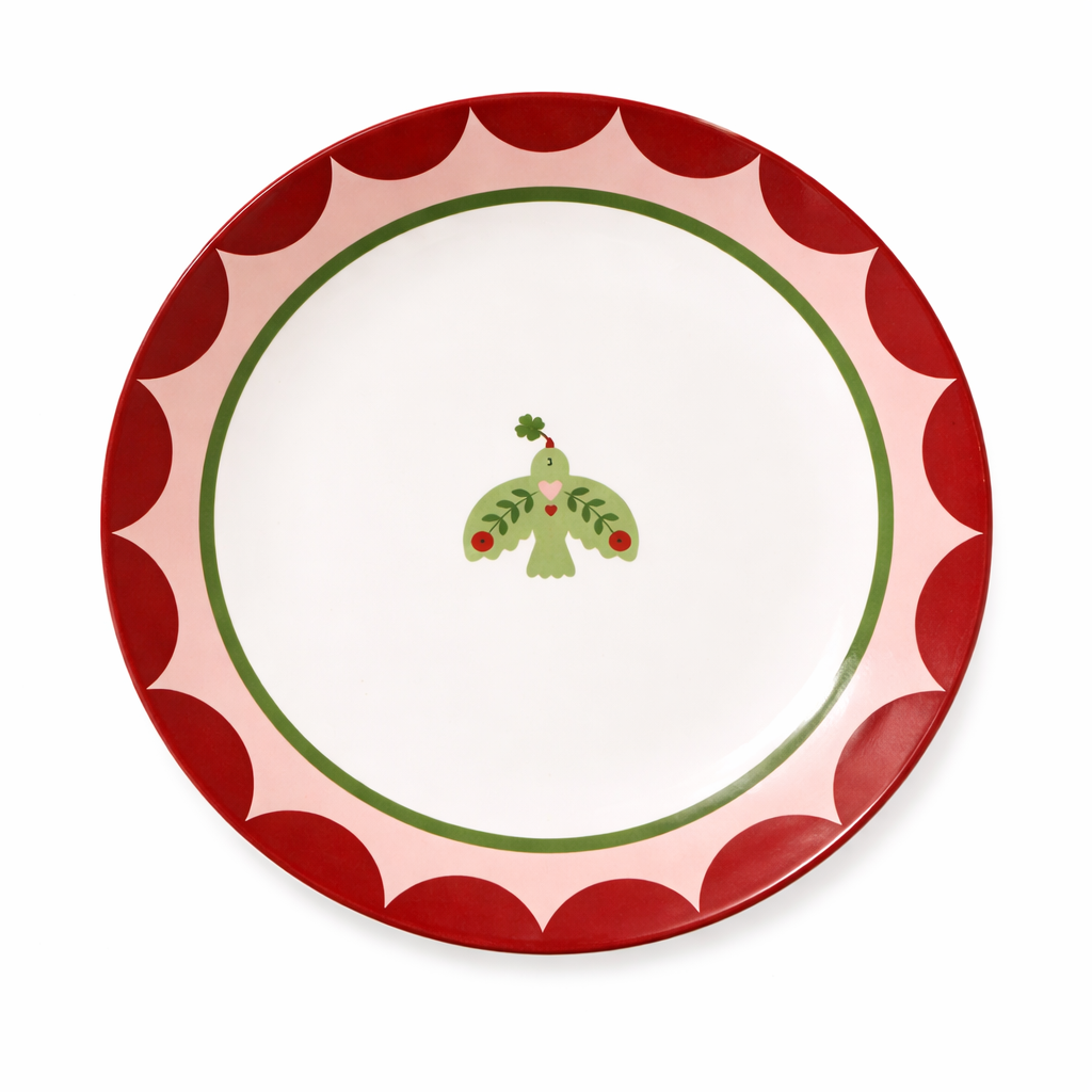 Handmade 26 cm Porcelain Dinner Plate with Sun Design