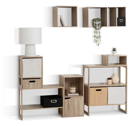 Storage Box - MDF E1 Light Oak Cube with Grooved Front & Handles