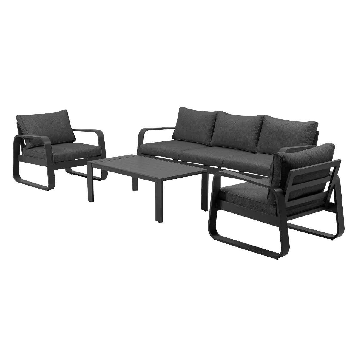 Curvea Aluminum Outdoor Set, 5 Seaters, Dark Grey Garden Lounge Set