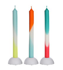 Dip Dye Taper Candle Set of 3 - Neon Colors