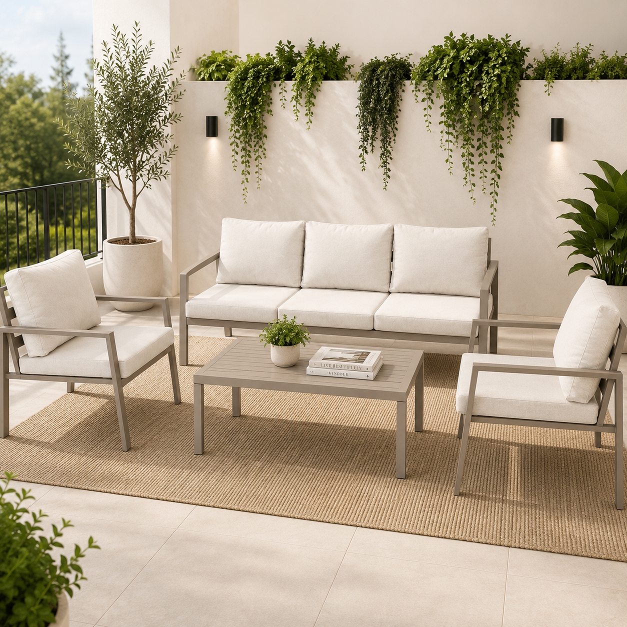 OUTDOOR ALUMINUM SET 3+1+1 WITH TABLE