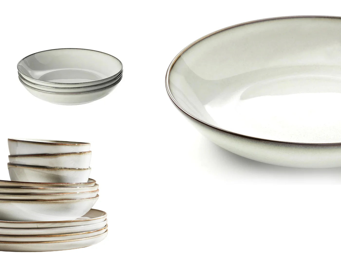 Gray Deep Plate - Sandy-Glazed Classic Design