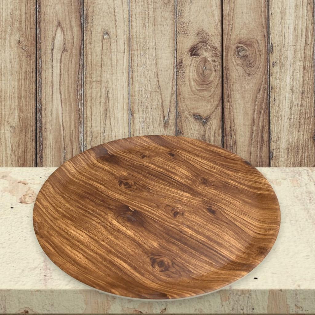Melamine Dessert Plate with Wooden Design