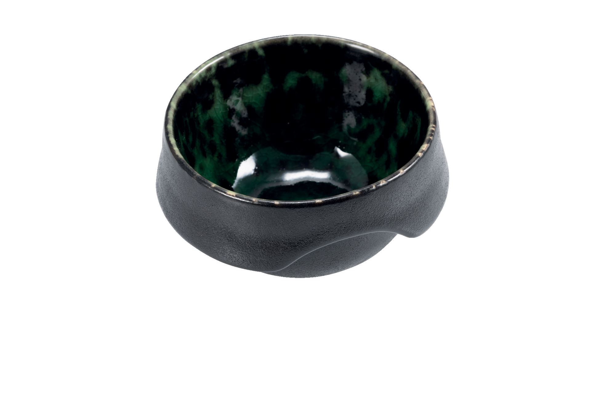 Round Black and Green Stoneware Bowl, Unique Modern Tableware