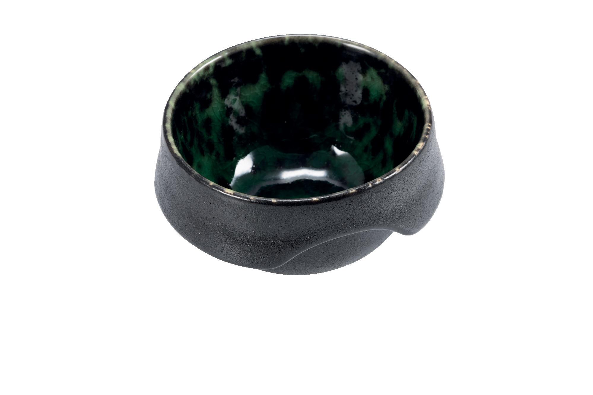 Round Black and Green Stoneware Bowl, Unique Modern Tableware
