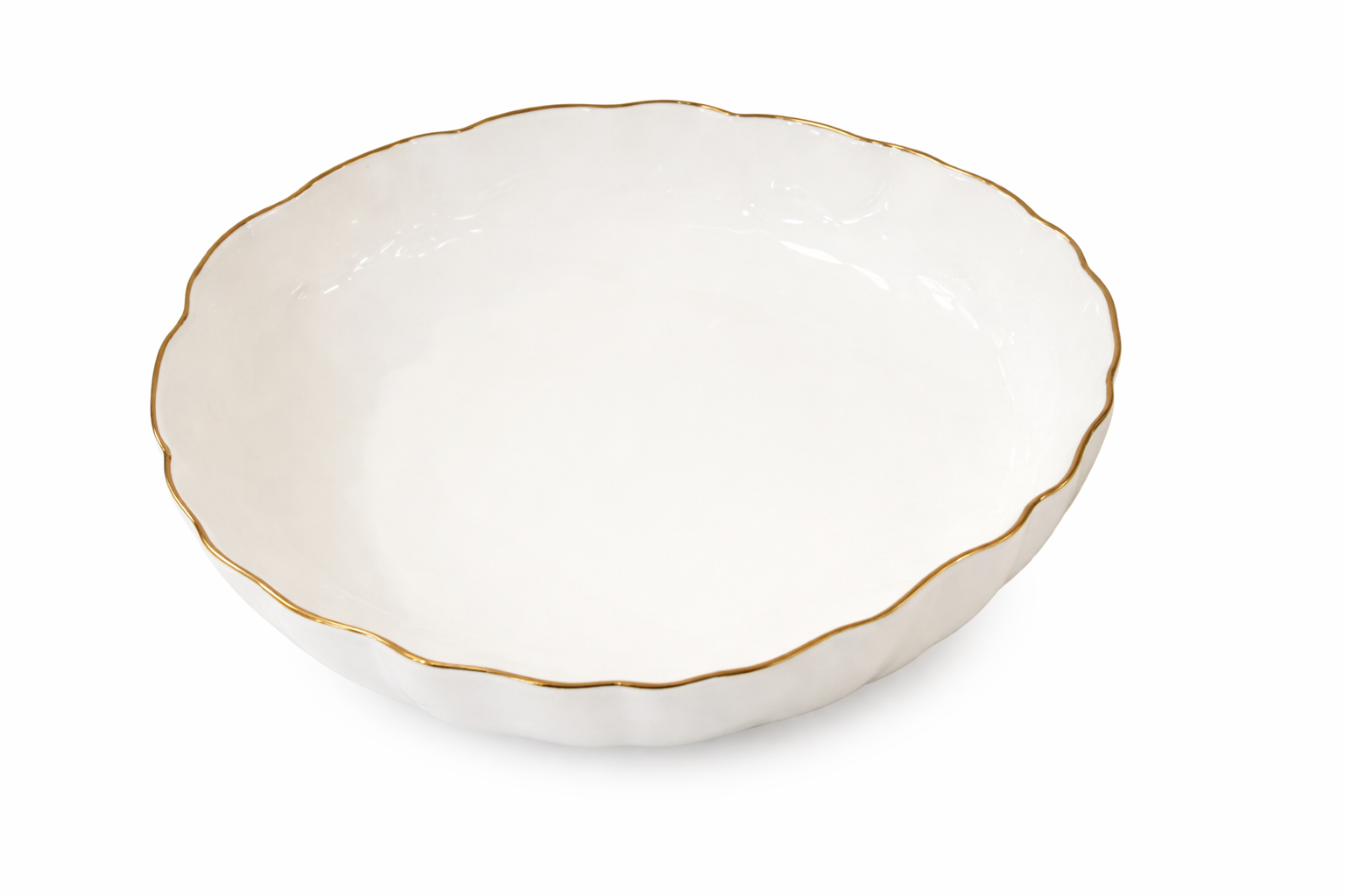 Extra Large Shallow Porcelain Serving Bowl 38cm x 7.5cm Gold Rim