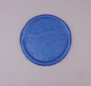 Handmade Glass Serving Plate, Colorful Blue, D. 32 cm