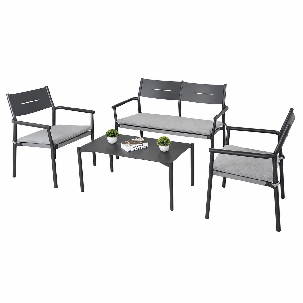 OUTDOOR ALUMINUM SET 2+1+1 WITH TABLE