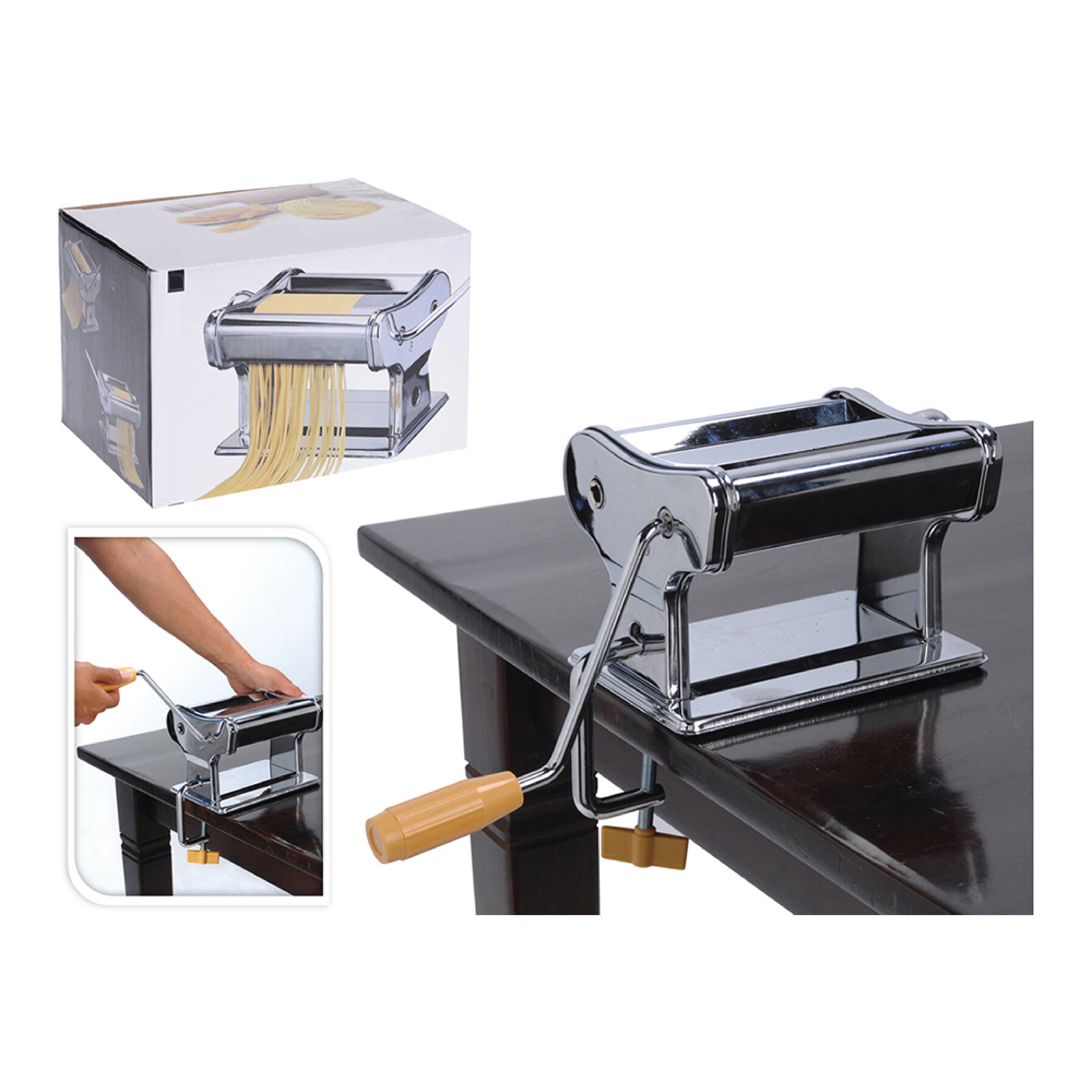 Durable Stainless Steel Pasta Machine with Rotary Handle