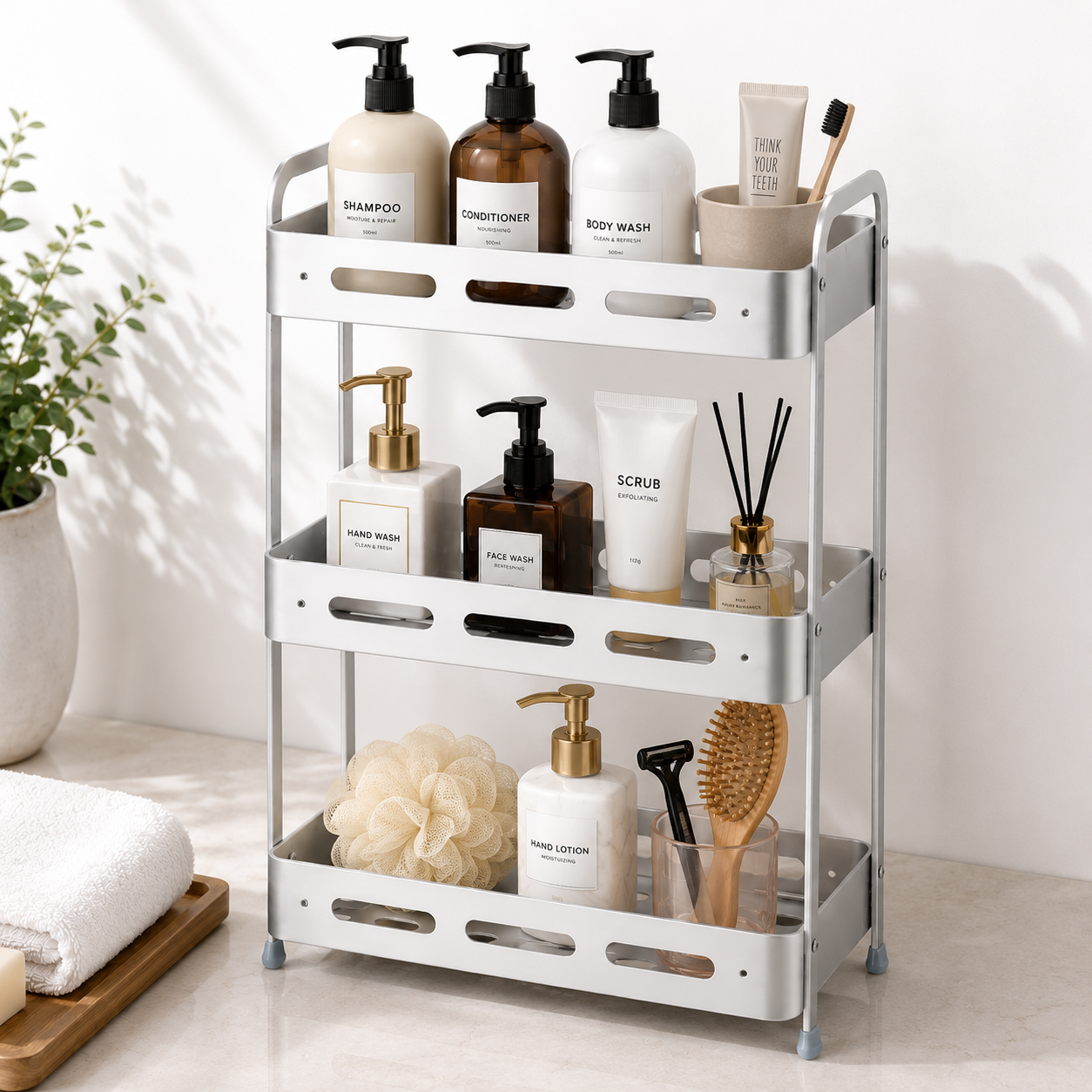 3-Tier Aluminum Shower Bathroom Shelf – 32.5 x 15.5 x 57 cm