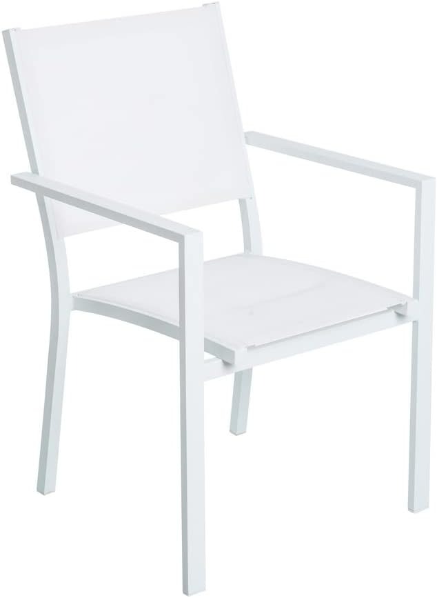 White Garden Chair Modern Aluminum Outdoor Armchair Stackable