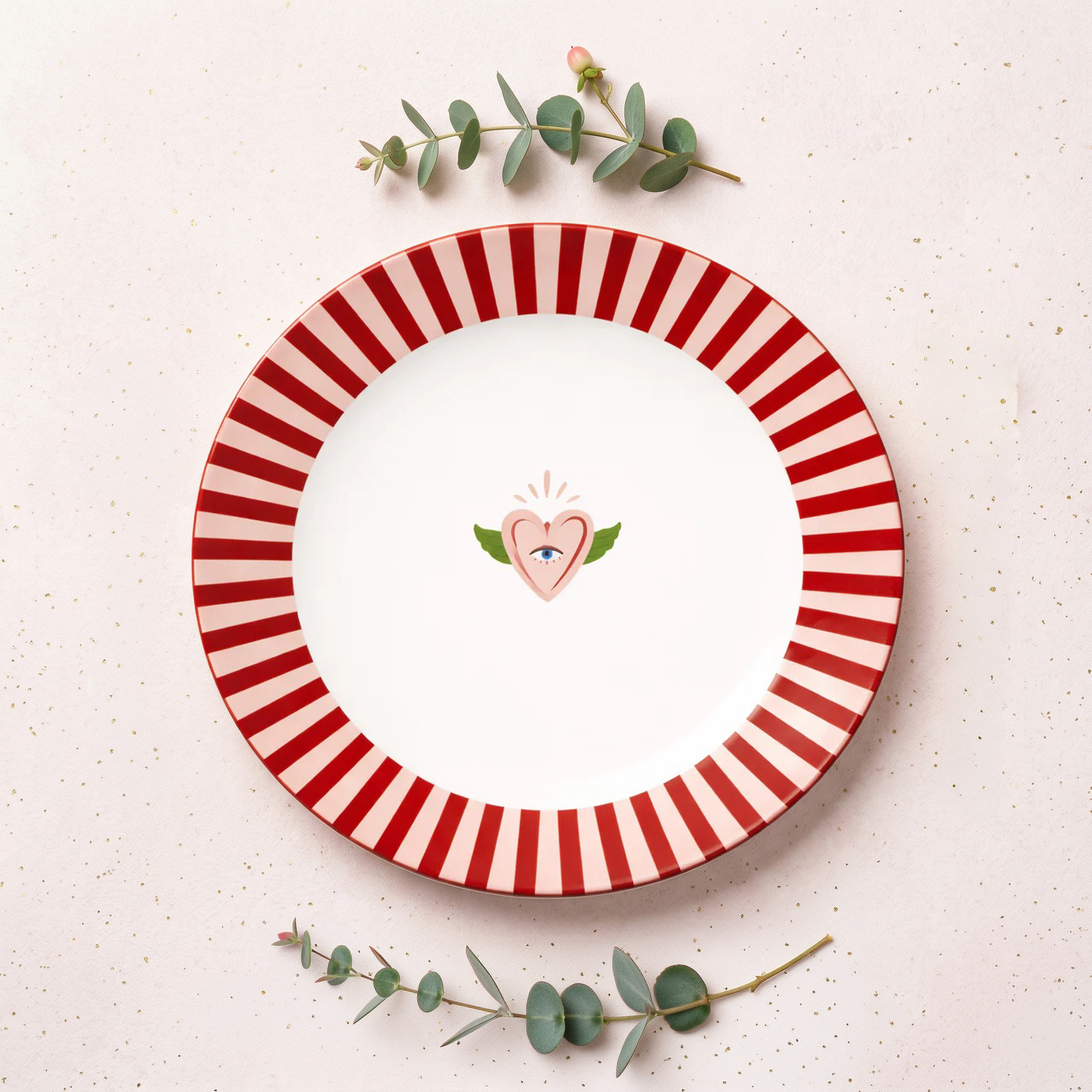 Handmade Porcelain Dessert Plate 21 cm Heart Design